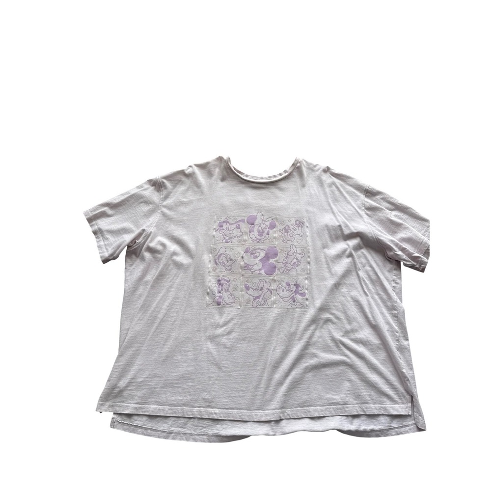 Disney Parks Mickey Minnie Character Grid Graphic Tee White Lavender Women's‎ 1X